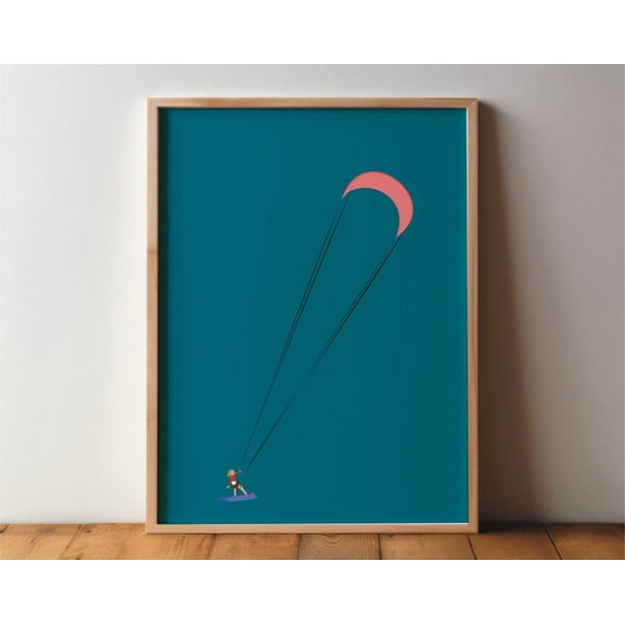 Kite Surfer, Kite Surfing Poster - Sports Poster - Art, Picture, Modern, Surfer, Sport, Hobby, Din A4 A3 Gift Athlete Wall Art, Modern Wall Decor, 8x12 UNFRAMED