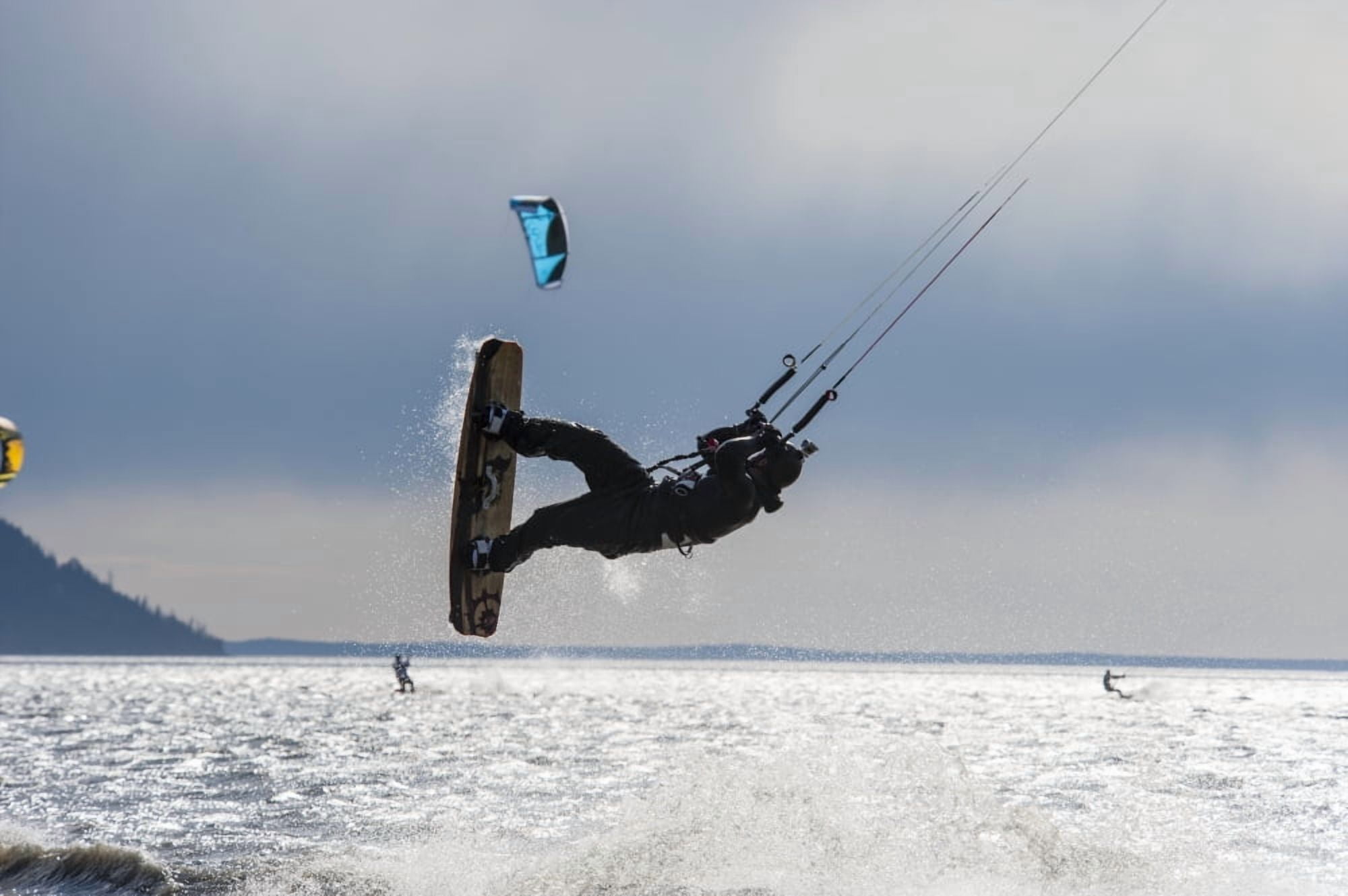 Kite boarders on Turnagain Arm in Southcentral Alaska Canvas Art - Daryl Pederson Design Pics (19 x 12)