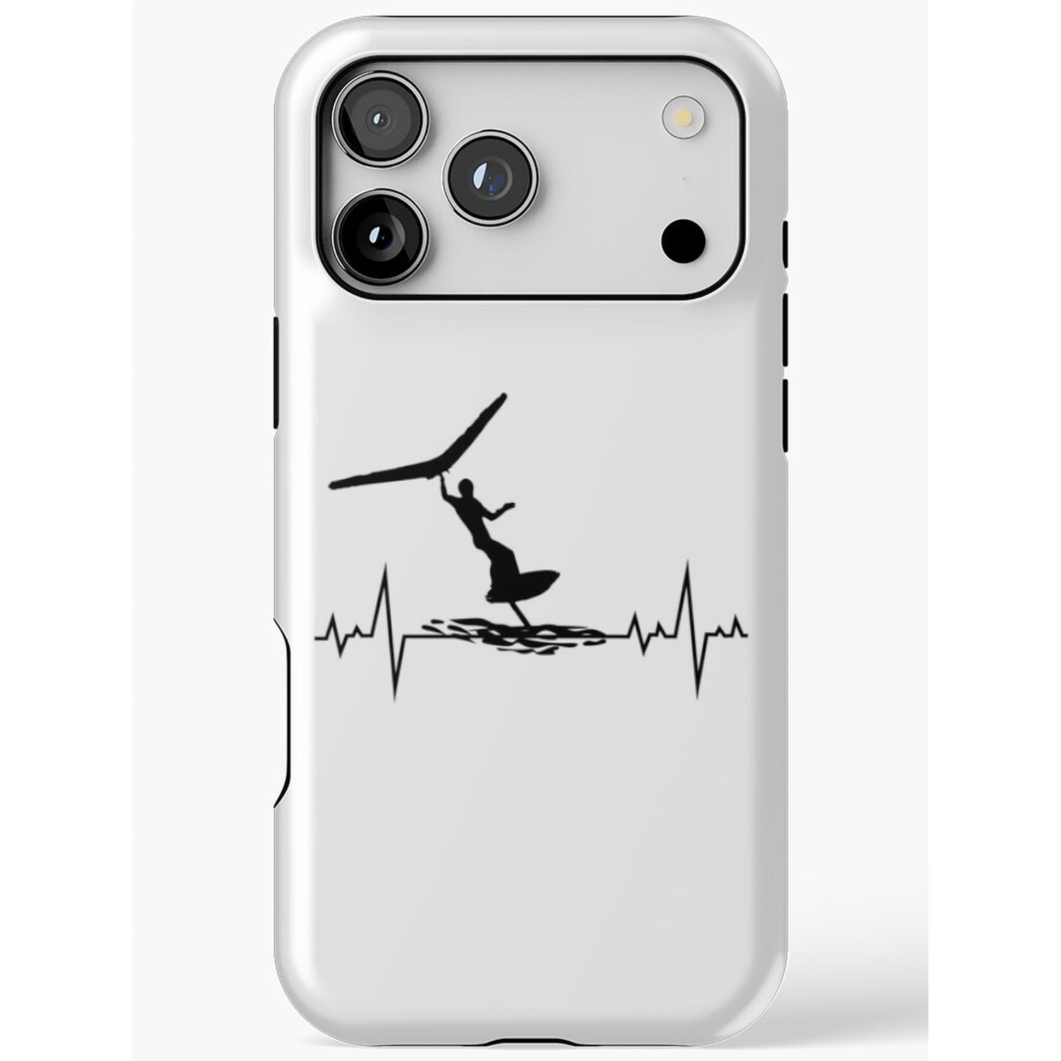 Ada Lin Kiteboarder Silhouette and Heartbeat Line Tough Case for Apple iPhone ...