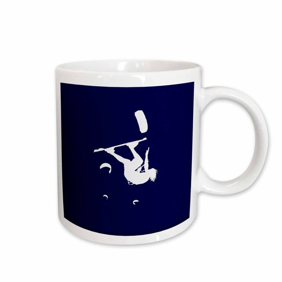 3drose, Kiteboarder Turning the World Upside Down White Vector, 11oz Mug