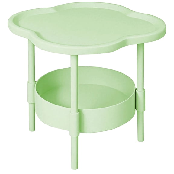Kitecy 2 Tier End Table, Patio Side Table with Removable Tray, End Table Round Side Table, Waterproof Small Sofa Coffee Side Tables Bedroom Indoor Outdoor, Green