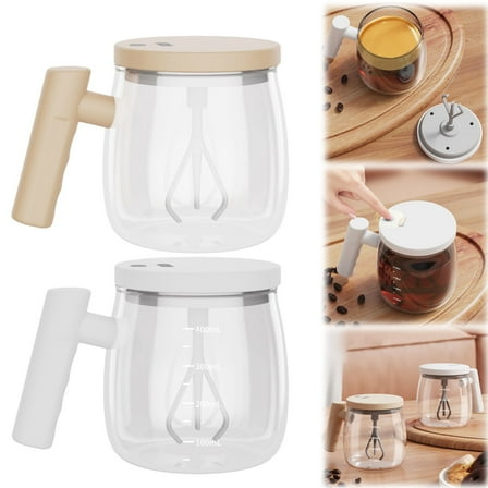 Kitecy Clear Glass Mug in Coffees Pot Shape Automatic Electric Stirring Glass Mug Coffee Tea Beverage Cup Rechargeable Travel Lid Self Mixing Drinkware ,