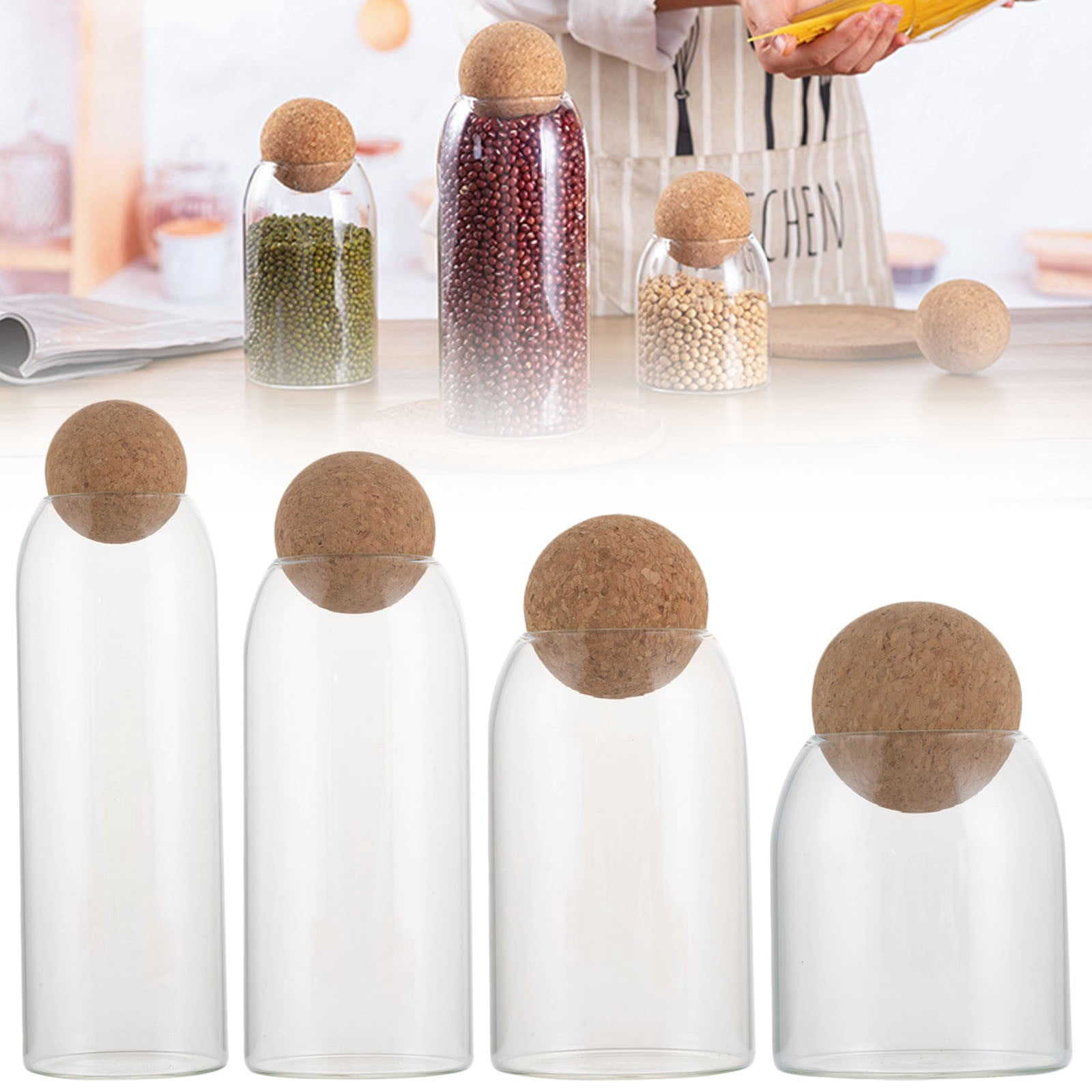 Kitecy Cork Lid Glass Jar Glass Storage Jar Cork Lid High Borosilicate ...