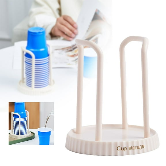 Kitecy Disposable Cup Dispenser Holder, Countertop Paper Cup Storage Rack for Kitchen, Coffee Station Organizer, Space-Saving Design White,White,1PC