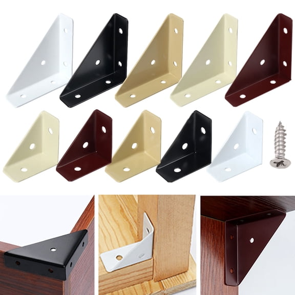 Kitecy Hardware Supplies Metal Triangular Corner Bracket Brace Connector with Screws for Wooden Shelving Furniture Bookshelf Bed Table Reinforcement , Shelf Brackets Furniture Repair