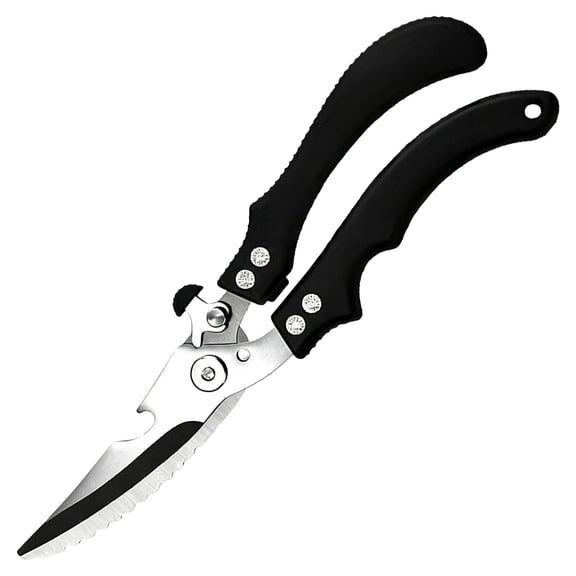 Kitecy Heavy Duty Poultry Shears Stainless Steel Kitchen Meat Scissors Multi-Purpose Kitchen Shears with Anti-Slip Handle And Bottle Opener for Meat, Chicken, Bone, Turkey, Fish, Black
