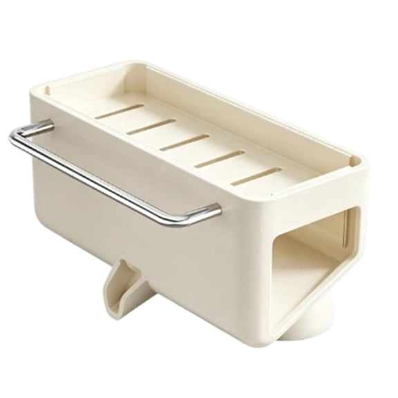 Kitecy Kitchen Sink Caddy Organizer Sponge Holder for Kitchen Sink Soap Dispenser Storage Accessories with Inclining Angle Drain Board Non-Slip Sink Drying Rack for Dishwashing Supplies, White