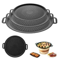 Kitecy Korean Grill Pan Non-Stick Grill Pan Griddle Round Korean Bbq Stovetop Skillet Portable Hanging Handle Outdoor Indoor Cooking , Stove Top Bbq Round Griddle Pan