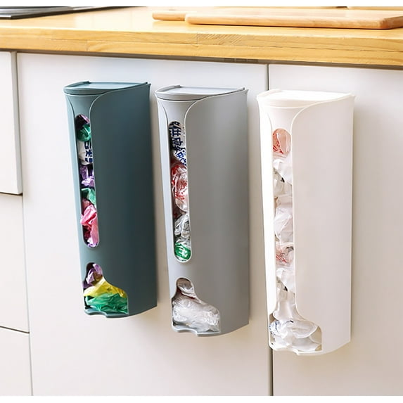 Kitecy Plastic Bag Dispenser Plastic Bag Dispenser Holder Wall Mounted Kitchen Storage Grocery Bag Organizer Compact Convenient Waste Bag Collector , Wall Mounted Bag Holder Kitchen Bag Collector
