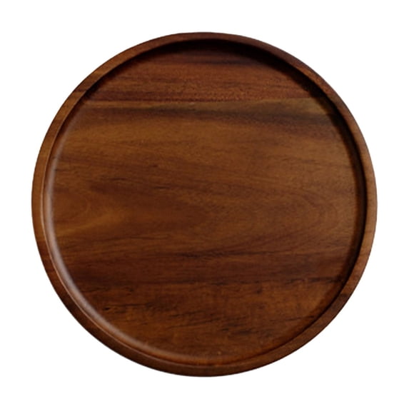 Kitecy Rustic Walnut Wooden Tray Hard Wood Serving Tray Round Platter Tea Tray Coffee Table Tray for Bathroom, Dinner, Tea, Coffee, Brown 3