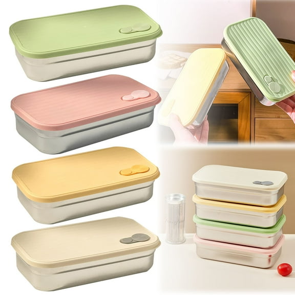 Kitecy Stainless Snack Container Single Compartment Stainless Steel Food Storage Container Lunch Box Leak Proof Silicone Lid Meal Prep Snack , Reusable Leak Proof Box Silicone Lid Meal Prep