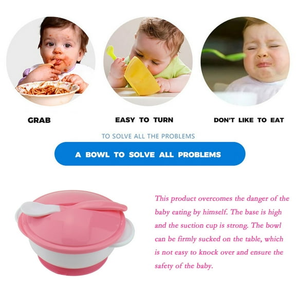 Kitecy Suction Baby Bowl Kids Baby Suction Bowl Plate Dish Non-Slip Silicone Feeder Tableware Toddler Feeding Set High Chair Tray , Kids Suction Plate Set Non Slip Toddler Tableware