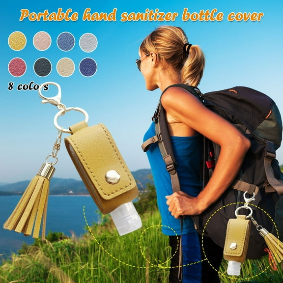 Kitecy Travel Accessories Travel Keychain Hand Sanitizer Holder Refillable 30Ml Empty Bottle Leather Case Outdoor Portable Accessory , Refillable Bottles Keychains