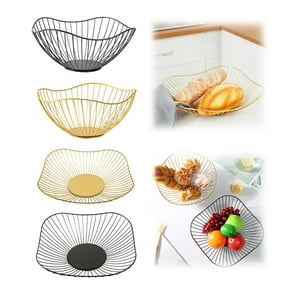 Kitecy Wire Fruit Basket Modern Wire Fruit Basket Bread Display Stand Decorative Centerpiece Bowl Holder Kitchen Dining Table Organizer , Decorative Bread Stand Serving Bowl Holder