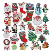 Kiteky Clearance! Iron-On Appliques, Embroidery Patches, 26Pc Christmas Series Embroidered Cloth Patch Elk Santa Claus Mask Sticker, Clothing Sticker (26Pc Embroidery Patch)