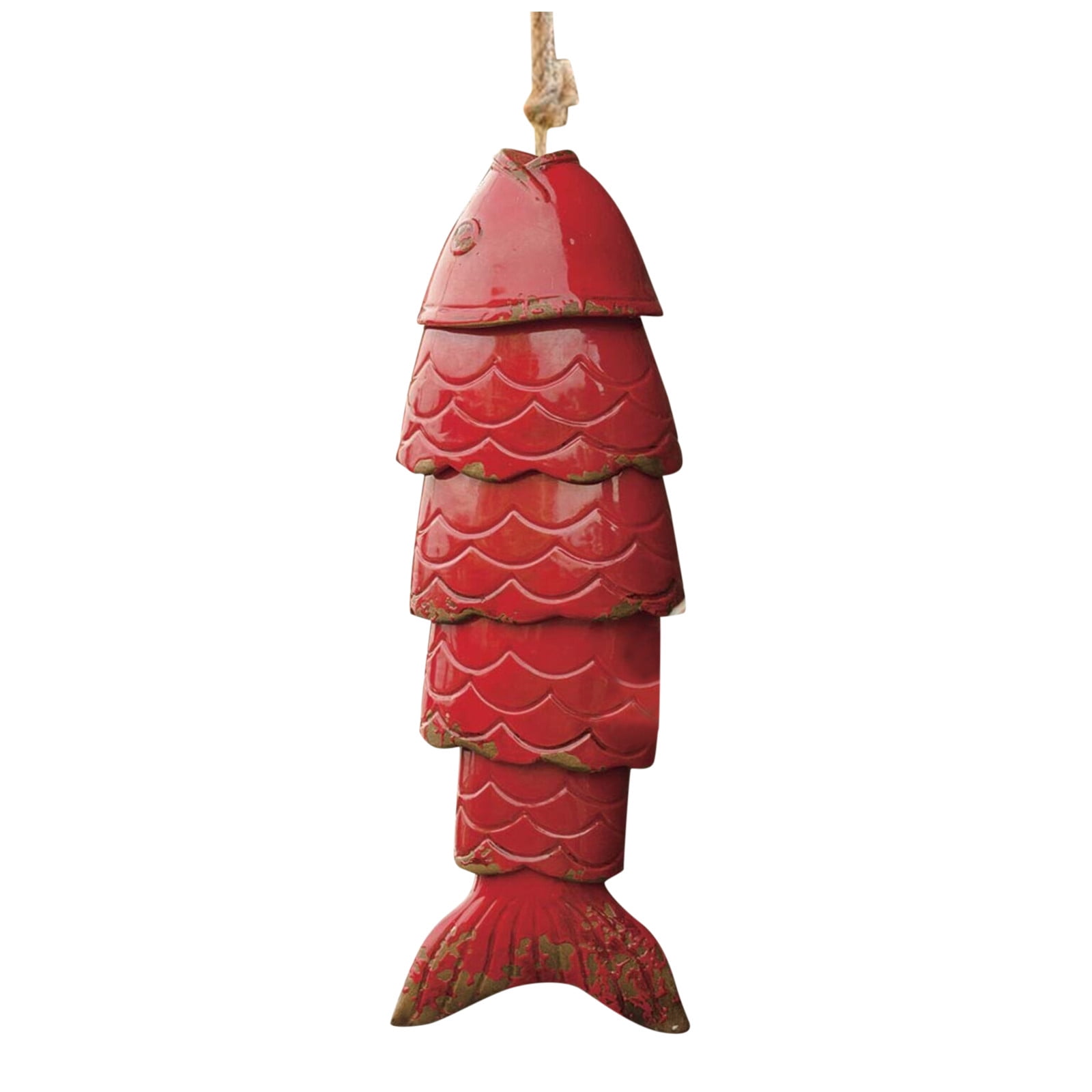 Kiteky Household Wind Chimes, Colored Metal Koi Fish Wind Chime Red