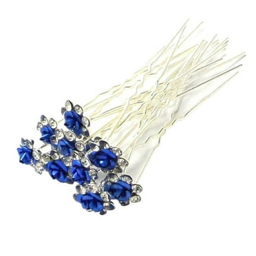 Kitem 10 Pcs Women Fashoin Silver Plated Rhinestone Rose Flower Hair Pin Clip Hairpin