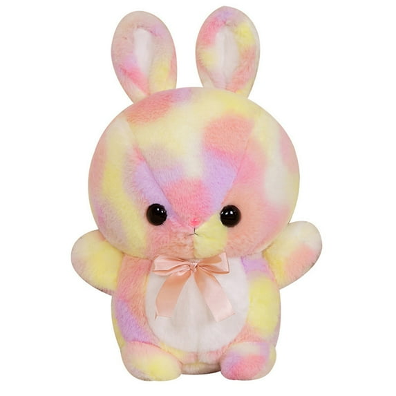 Kitem 35/45/55cm Rainbow Rabbit Doll PP Cotton Filled Soft Lovely Doll Pillow Creative Sofa Ornament Sleeping Accompany Stuffed Animal Bunny Plush Doll Toy Birthday Gift