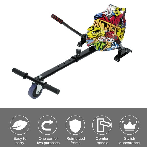 Kitem Hoverboard Go Kart with Rear Shock Absorption Hand Operated Advance Stop Hoverboards Seat Attachment for 6 5" 10" Hoverboards without Hoverboards Camouflage