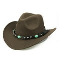 thumbnail image 1 of Kitem Jazz Cap Wide Brim Cowboy Style Rivet Roll Up Solid Color Fedora Hat Dress Up Accessory, 1 of 9