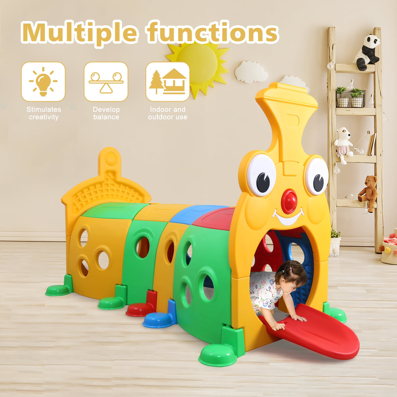 Kitem Kids Play Tunnel for Toddlers 1+, Large Opening Colorful Baby ...