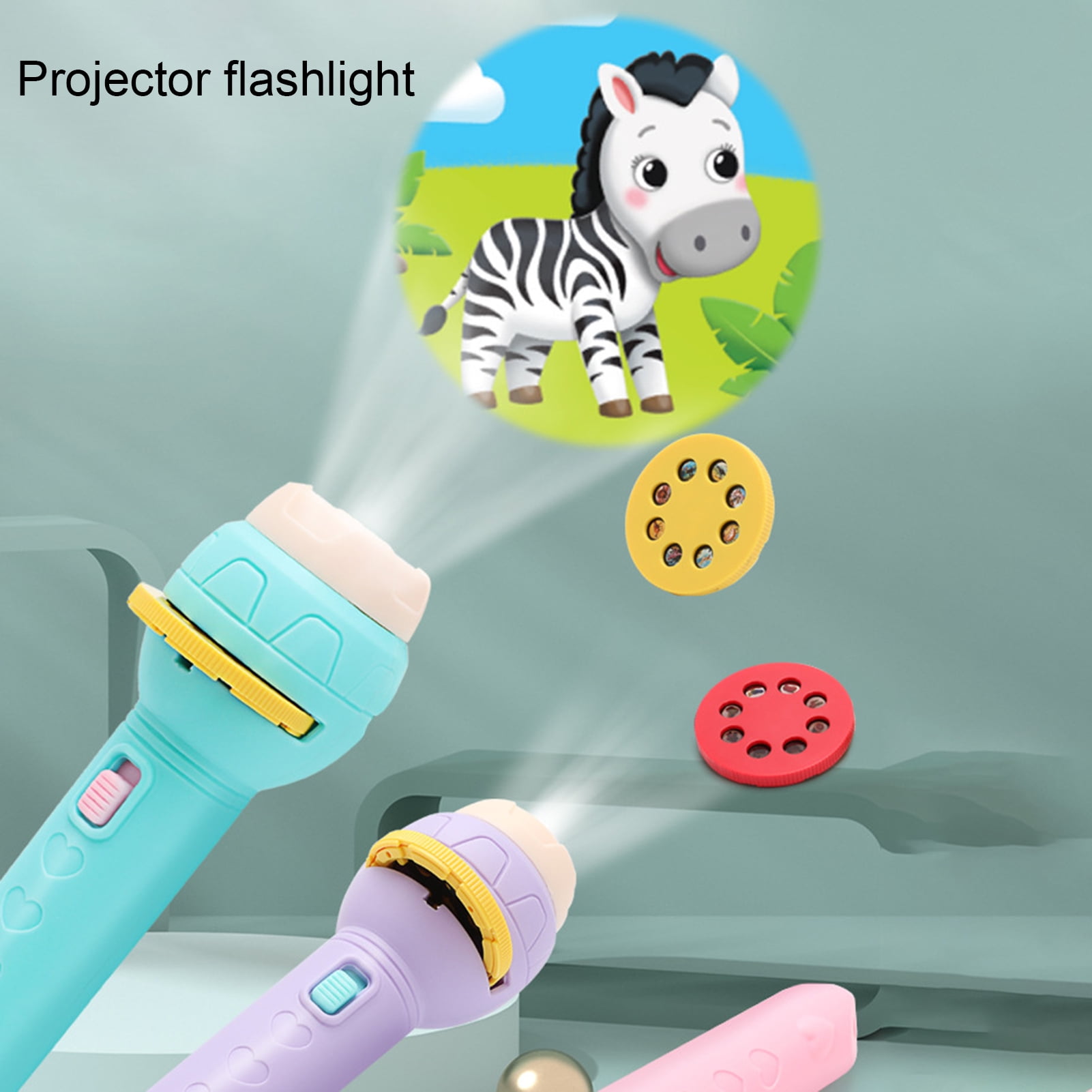 Kitem Mini Kids Flashlight Projection Cartoon Slide Projector