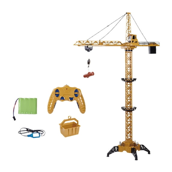 Kitem RC Tower Cranes Toy with Light 6CH 680-Degree Rotation Simulation DIY Scene Model Toy 2.4GHz Remote Control Toy Children Engineering Vehicle Boy Toy Gift