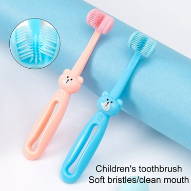 Kitem Three Sided Toothbrush for Kids Aged 2-3-6-12 Years Old, Tooth Brush for Infants and Toddlers C-Shaped Soft Silicone Toothbrushes