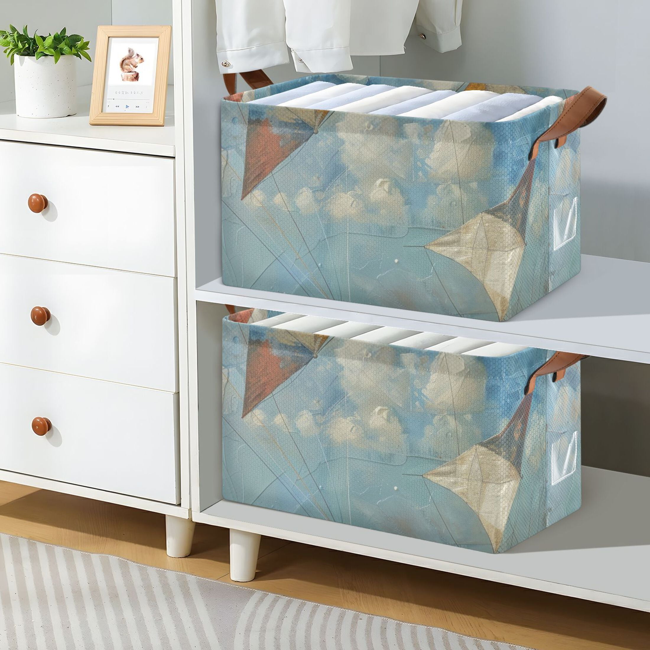 Kites Blue Foldable Storage Large Fabric Storage Baskets Organizer ...