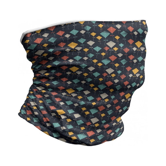 Kites Neck Gaiter, Colorful Flying Kites Grunge, Unisex, Multicolor, by Ambesonne