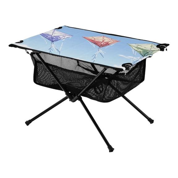Kites Pattern Galaxy Pine Tree Xmas Painting Christmas Kids Camping Tables Folding Table for Children 23.6x15.7in 600D Oxford Fabric 110lb Capacity
