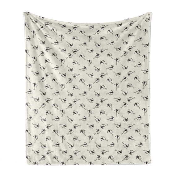 Kites Soft Flannel Fleece Throw Blanket, Hand Drawn Doodle Style Flying Kites Pattern Nursery Kids Sketch Art, Cozy Plush for Indoor and Outdoor Use, 50" x 60", Charcoal Grey Eggshell, by Ambesonne