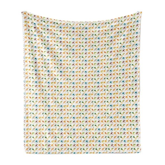 Kites Soft Flannel Fleece Throw Blanket, Repetitive Pattern of Various Shapes and Colors Outdoor Activity Fun Times Print, Cozy Plush for Indoor and Outdoor Use, 50" x 70", Multicolor, by Ambesonne
