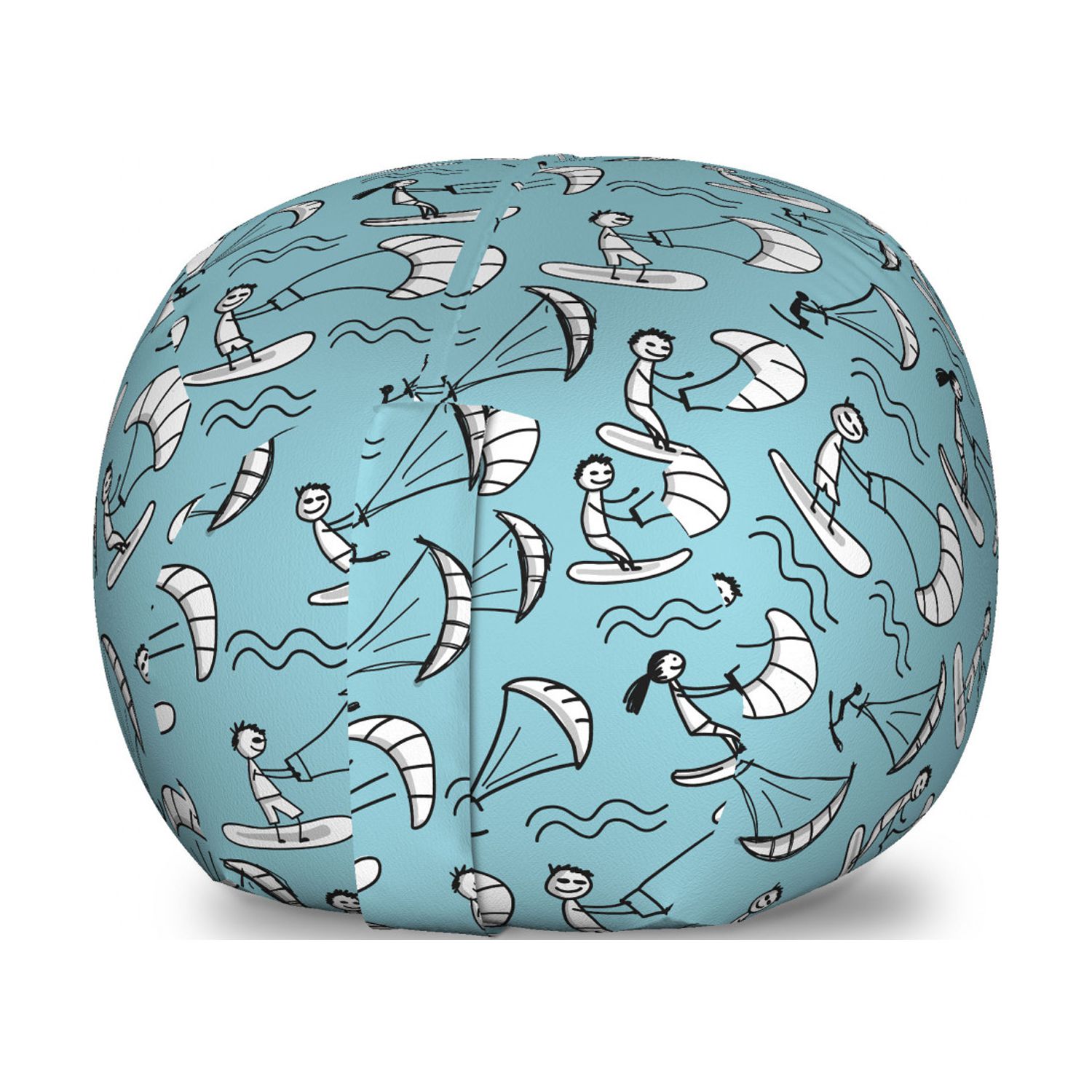 Kites Storage Toy Bag Chair, Funny Doodle Kiteboarding Wind Surfing ...