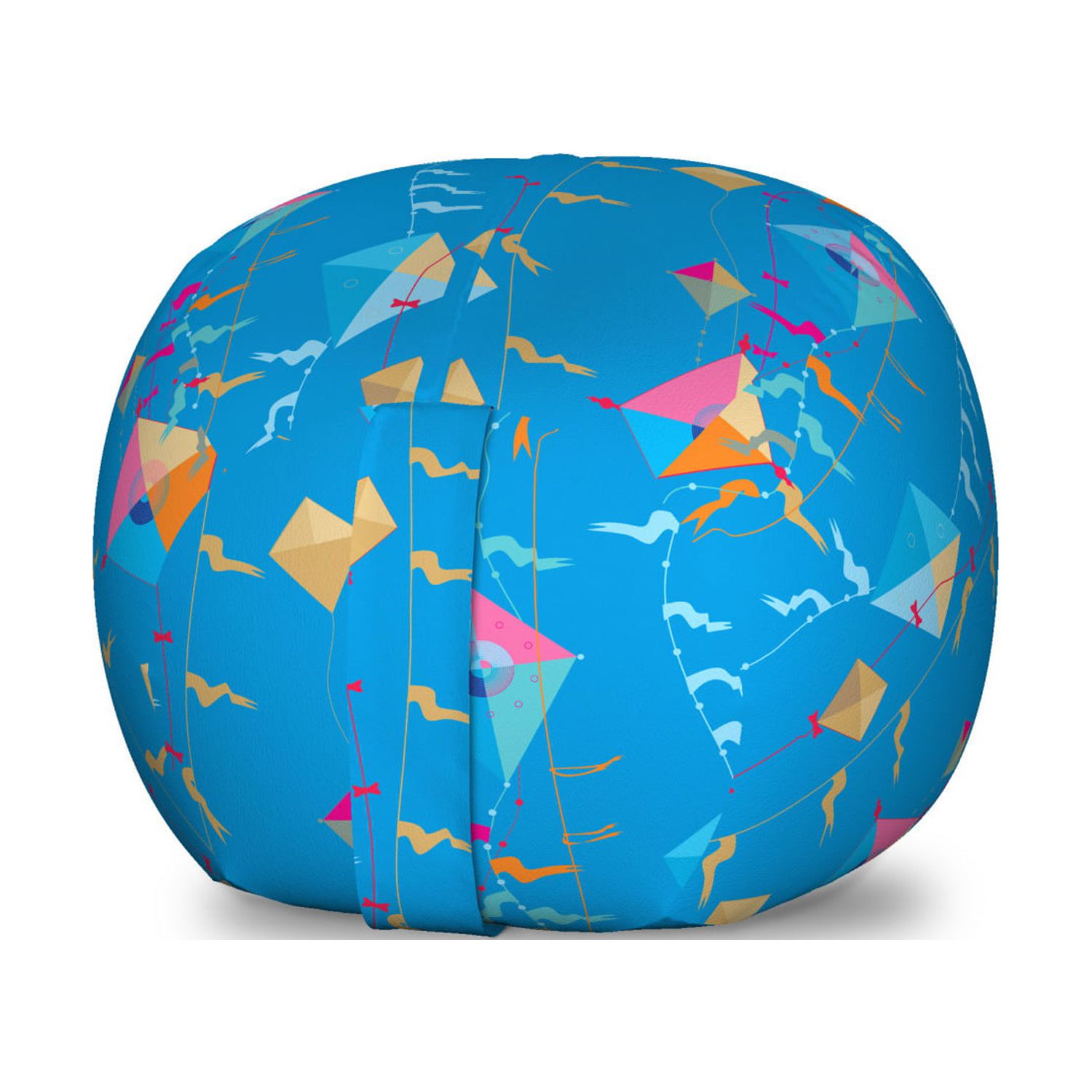 Kites Storage Toy Bag Chair, Vibrant Flying Kite on Cables with Flags ...