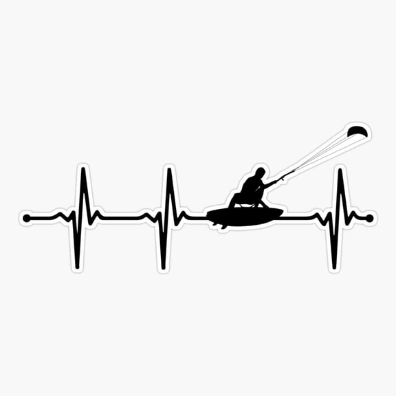 Kitesurf Heartbeat Sports Design Sticker