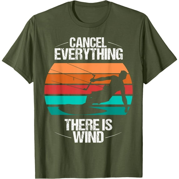 Kitesurf Kiteboarder Vintage Kite Kitesurfing Kiteboarding Unisex T-Shirt for Men Women Kids Toddler,Military Green Color,Size 3XL
