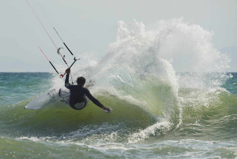 Kitesurfer Catching A Wave Canvas Art - Ben Welsh Design Pics (36 x 24)