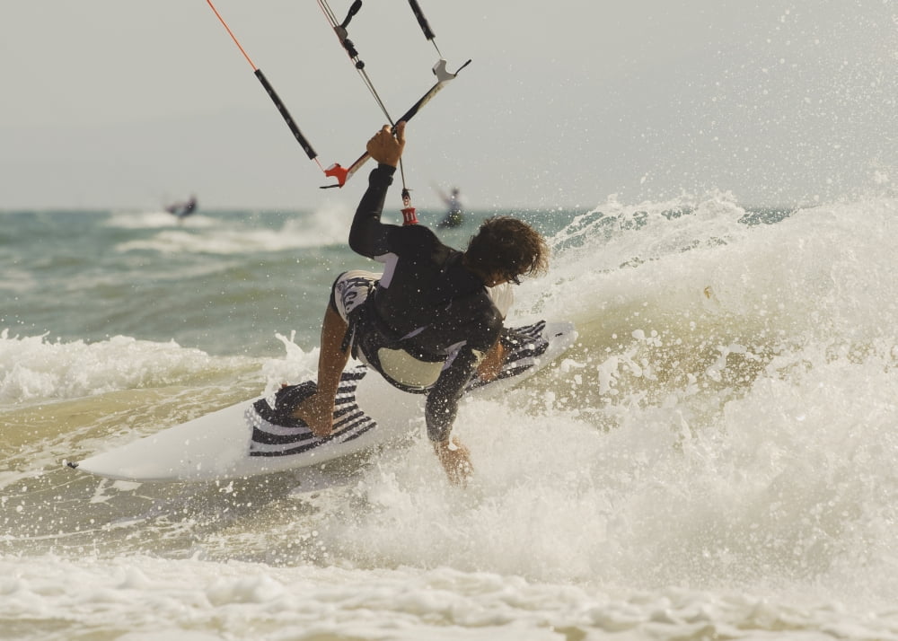Kitesurfer Catching A Wave Canvas Art - Ben Welsh Design Pics (36 x 26)