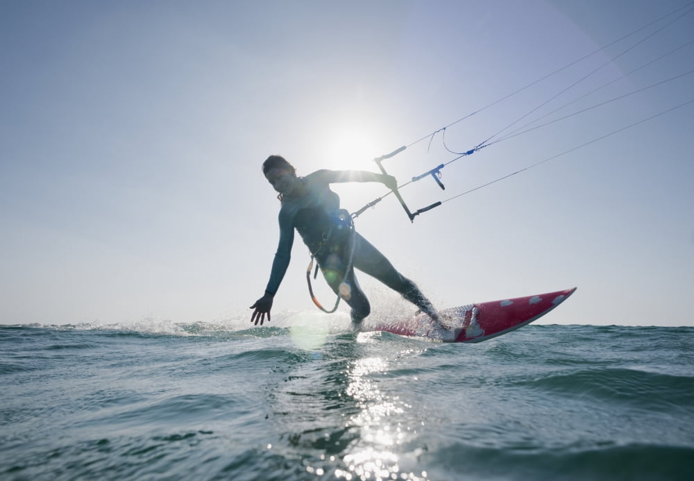 Kitesurfer illuminated by the sunlight tarifa cadiz andalusia spain Canvas Art - Ben Welsh Design Pics (18 x 12)