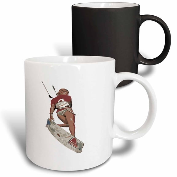 3drose, Kitesurfers Freestyle Kite Female Rider Color Illustration, 11oz Magic Transforming Mug