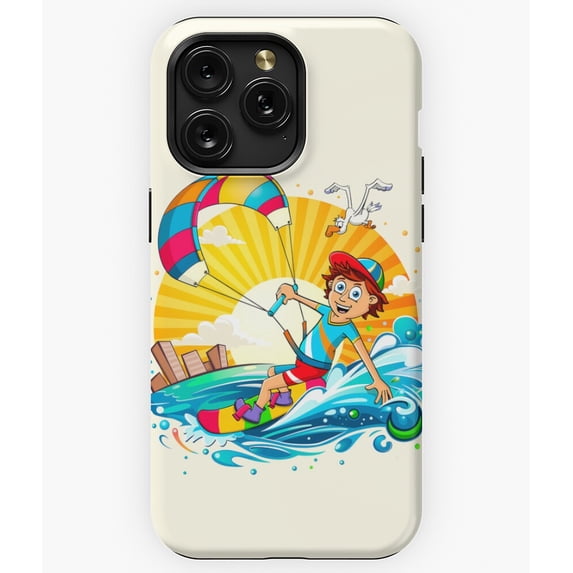 Kitesurfing Boy Funny Cartoon Style G2334 Phone Case for iPhone17 16 15 14 13 12 11 Pro Max