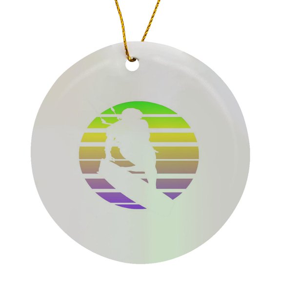 3drose, Kitesurfing Female Rider Silhouette Retro Sunset, Circle Porcelain Ornament