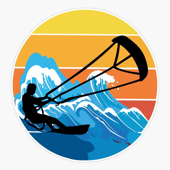 Kitesurfing Kiteboarding Retro Beach Sport Sticker