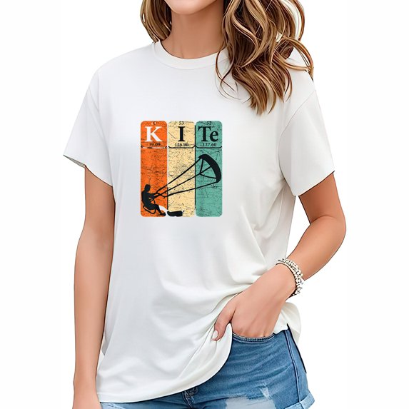 Kitesurfing Periodic Table Elements Kiteboarding Retro T-Shirt