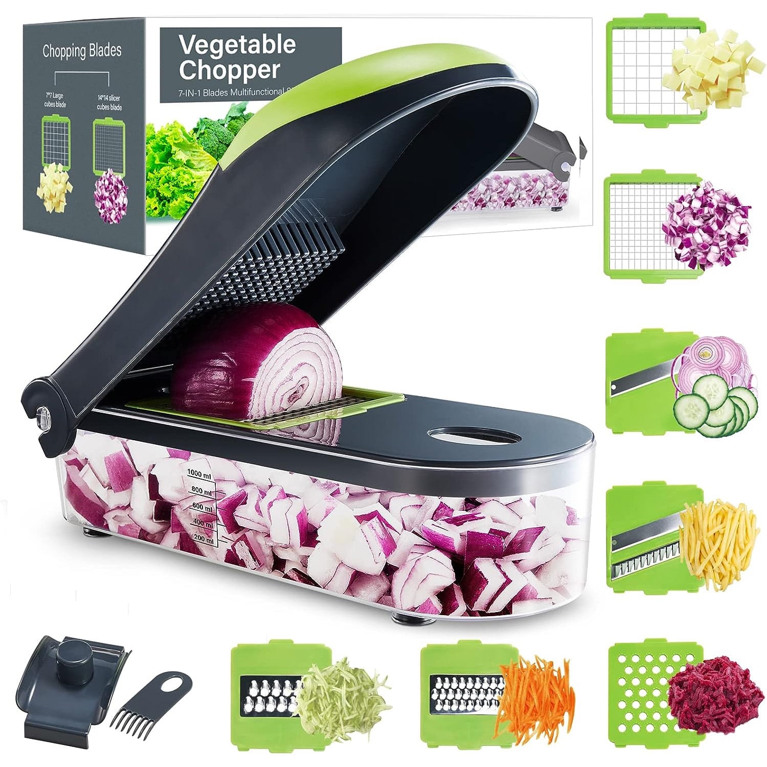ColorLife Series 10-In-1, 8 Blade Vegetable Slicer, Onion Mincer Chopper, Vegetable  Chopper, Cutter, Dicer, Egg Slicer With Container