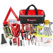 Kitgo Car Emergency Kit, Premium Roadside Rescue Essentials, Ideal Car Road Safety Kit for Trucks, RVs, etc. Red