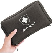 Kitgo Small First Aid Kit 170 Piece - Waterproof Compact Mini Emergency Trauma Kit for Home, Travel, Camping,Car -Black