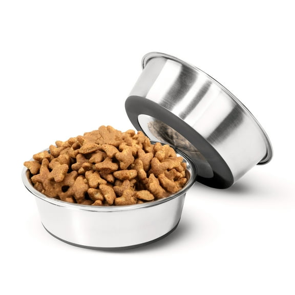 Kitgo Stainless Steel Non-Slip Dog Bowl, Dog Bowl for Food and Water, Non-Slip Suction Cup Dog and Cat Bowl, Easy to Clean (2Pack)