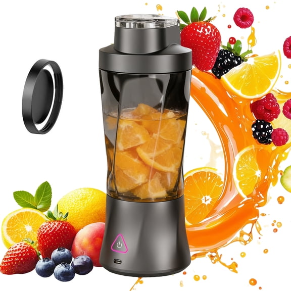 Kitgody Portable Blender, Personal Smoothie Blender Cordless with 6 Blades, BPA-Free Self-Cleaning USB Juicer for Travel, Gym & Home - Black